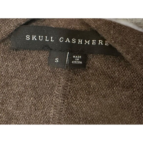 Skull Cashmere Women's Brown Skull Print Cardigan Cashmere Sweater Size S - Picture 6 of 12